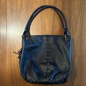 Y2K Vintage leather hobo purse with grommets
